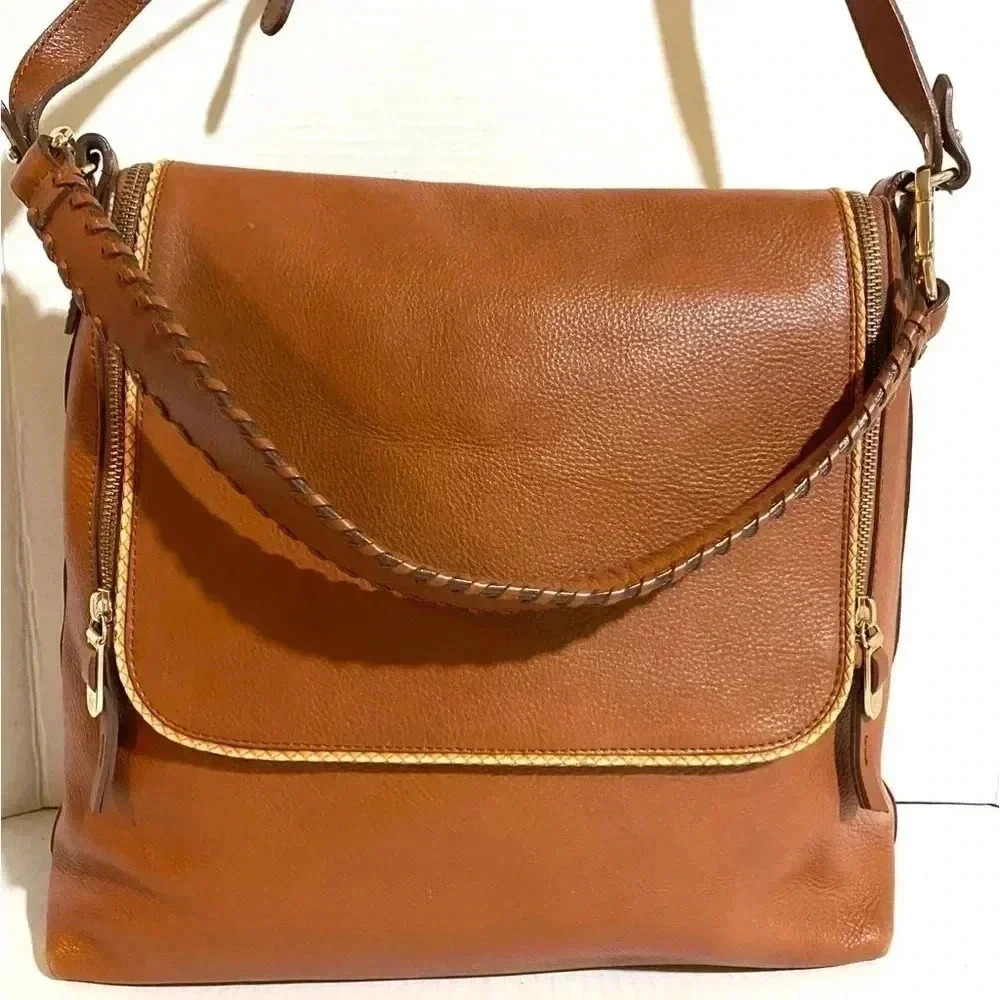 Massimo Dutti Brown Leather Crossbody Handbag